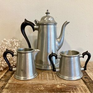 Vintage Stieff Pewter P1-23 Coffee or Tea Pot with Sugar and Creamer Set